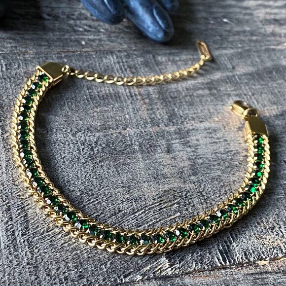 NEW Green Crystal Tennis Bracelet - Picture 8 of 9